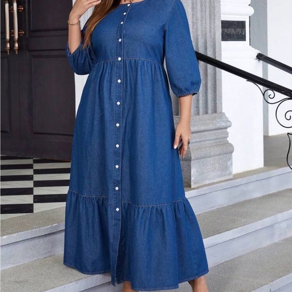 Denim Blue Button-Down Maxi Dress - Picture 7 of 8